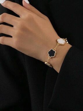 Target Gold Clover Bracelet with Black and White Accents